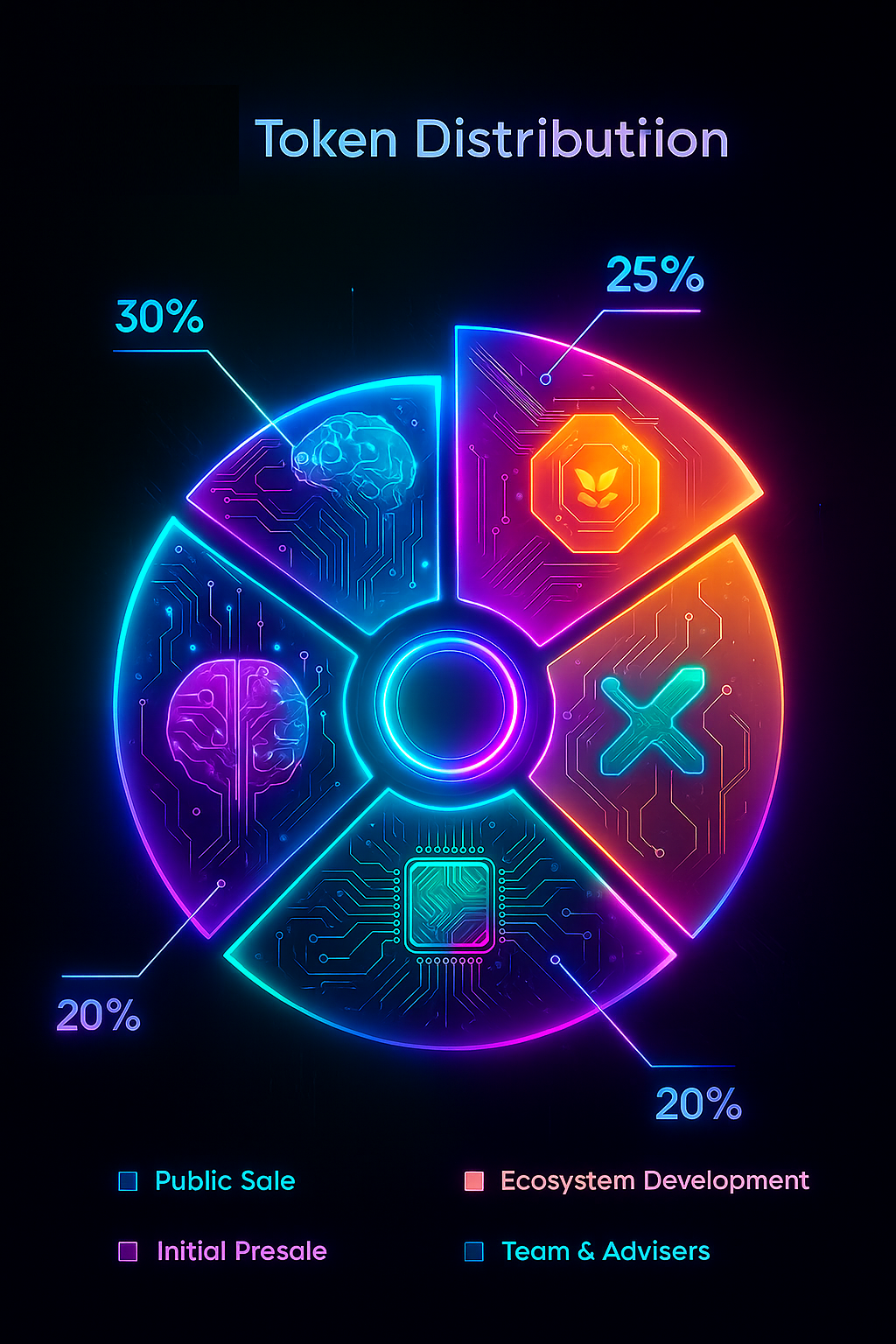 Pie chart of SPCX55K token distribution